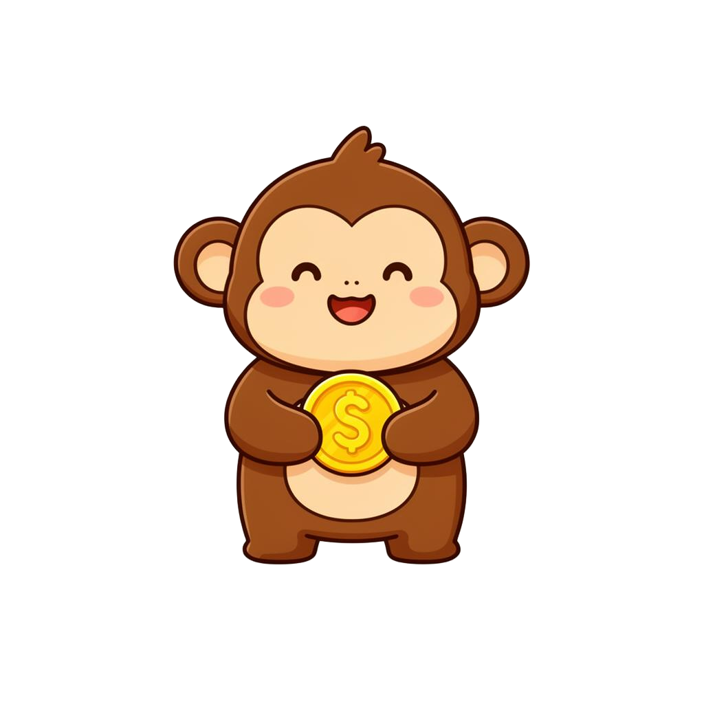 Monkey buddy holding a coin